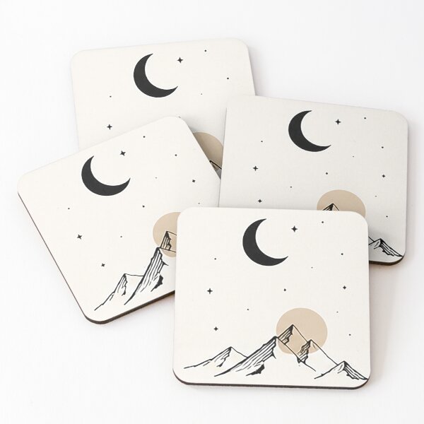 Item preview, Moonlight Mountain Line Art | Minimal Nature Illustration designed and sold by Sara-Ai.