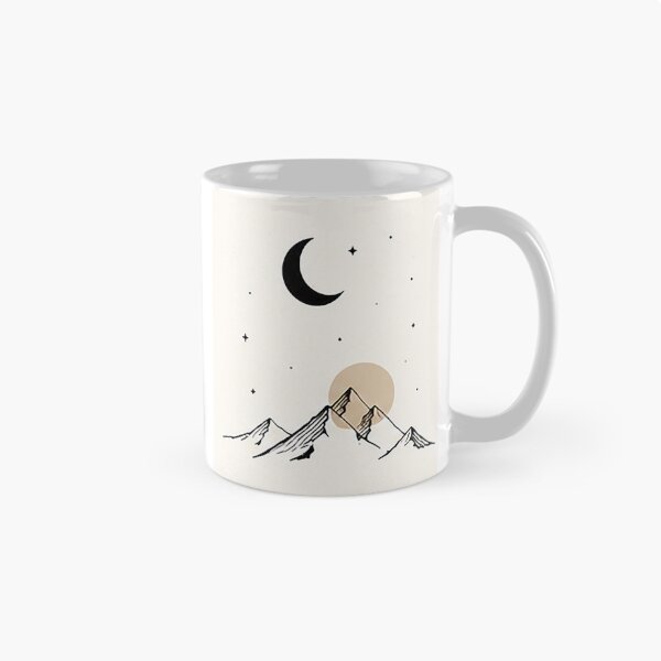 Item preview, Moonlight Mountain Line Art | Minimal Nature Illustration designed and sold by Sara-Ai.