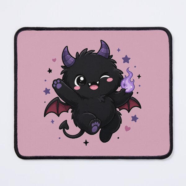 Item preview, Playful Cute Demon Holding a Purple Flame designed and sold by House of Rein.