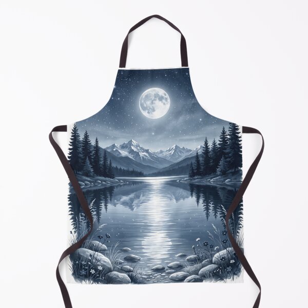 Item preview, Moonlit Lake Serenity | Full Moon Alpine Lake Premium Nature Illustration | Night Landscape Wall Art | Lake T-Shirt Design designed and sold by SAJ Design Studio.