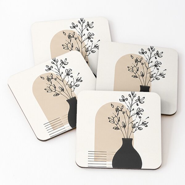 Item preview, Minimal Black Vase with Wildflowers | Modern Botanical Art designed and sold by Sara-Ai.