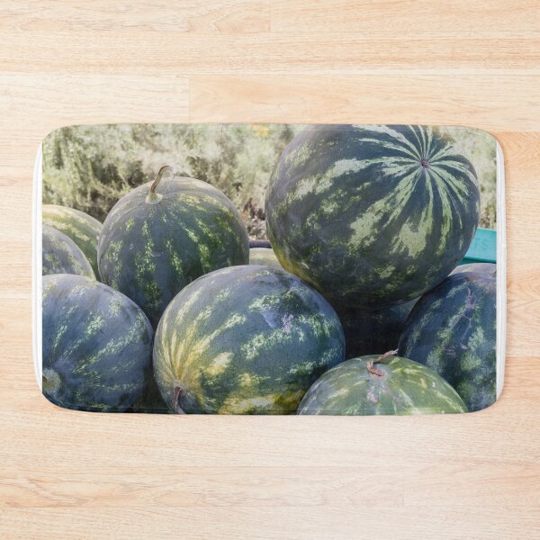 Item preview, Ripe Watermelons Piled at Farm Stand Fresh Summer Melons Harvested Fruit Market Display designed and sold by Nmallia.