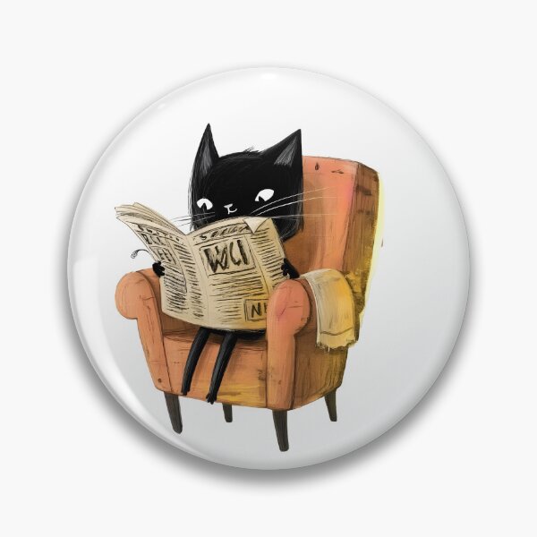 Item preview, Cozy Intellectual Noir Cat Reading Daily News designed and sold by canvahub.