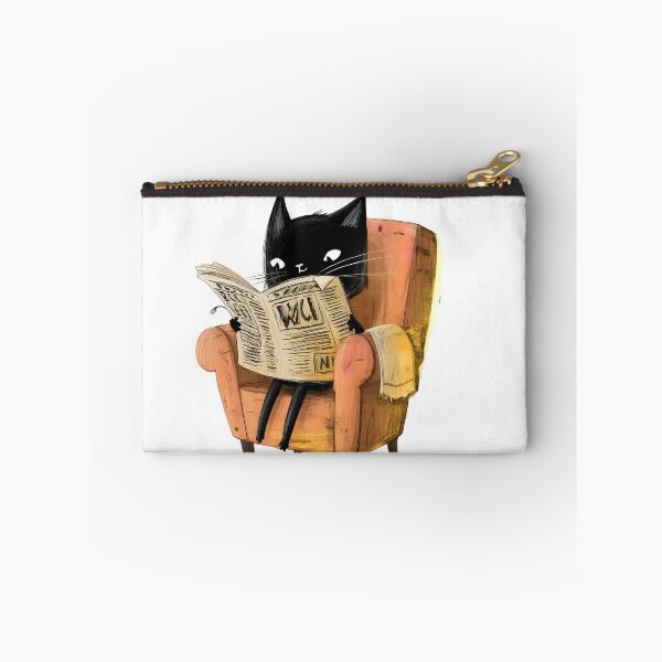 Item preview, Cozy Intellectual Noir Cat Reading Daily News designed and sold by canvahub.