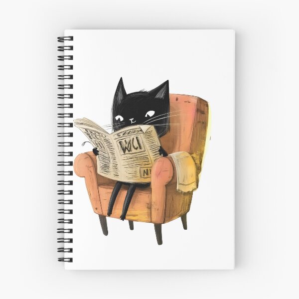 Item preview, Cozy Intellectual Noir Cat Reading Daily News designed and sold by canvahub.