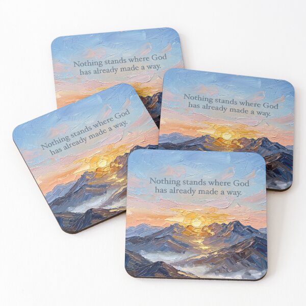Item preview, Nothing Stands Where God Has Already Made a Way – Sunrise Mountain Impasto Painting designed and sold by The Digital Compass.