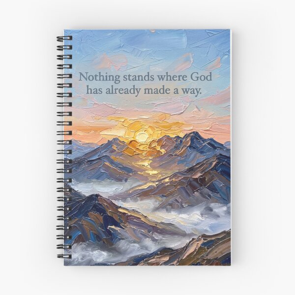 Item preview, Nothing Stands Where God Has Already Made a Way – Sunrise Mountain Impasto Painting designed and sold by The Digital Compass.