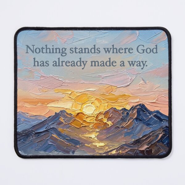 Item preview, Nothing Stands Where God Has Already Made a Way – Sunrise Mountain Impasto Painting designed and sold by The Digital Compass.
