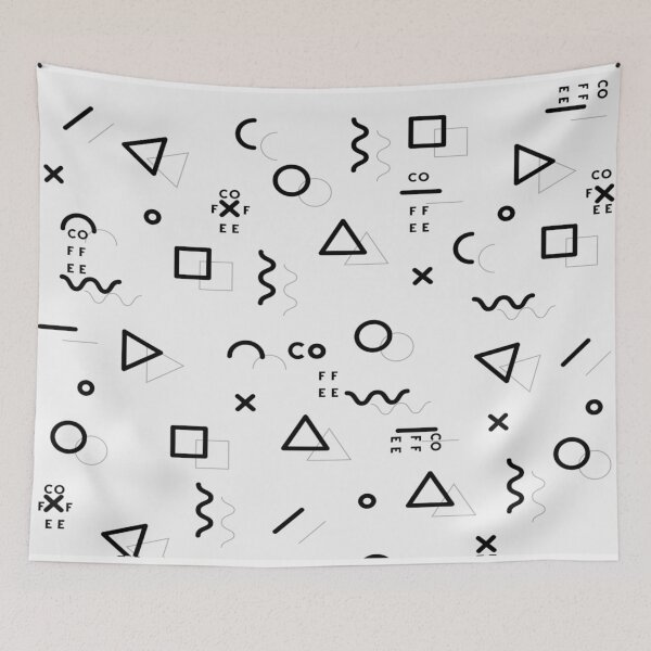 Item preview, COFFEE Memphis Pattern - White Minimal 90s Geometric Abstract designed and sold by ICANTWithoutCOFFEE.
