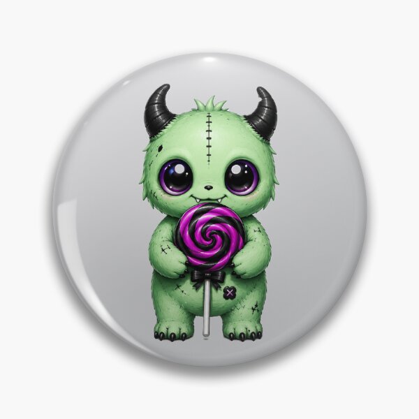 Item preview, Cute Green Monster Holding a Purple Lollipop designed and sold by House of Rein.