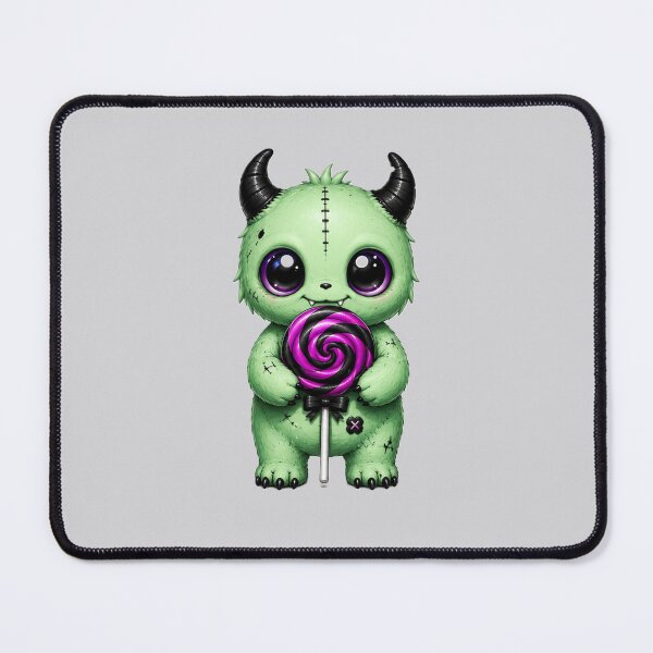 Item preview, Cute Green Monster Holding a Purple Lollipop designed and sold by House of Rein.