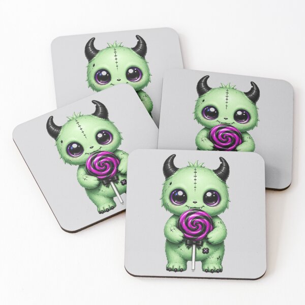 Item preview, Cute Green Monster Holding a Purple Lollipop designed and sold by House of Rein.