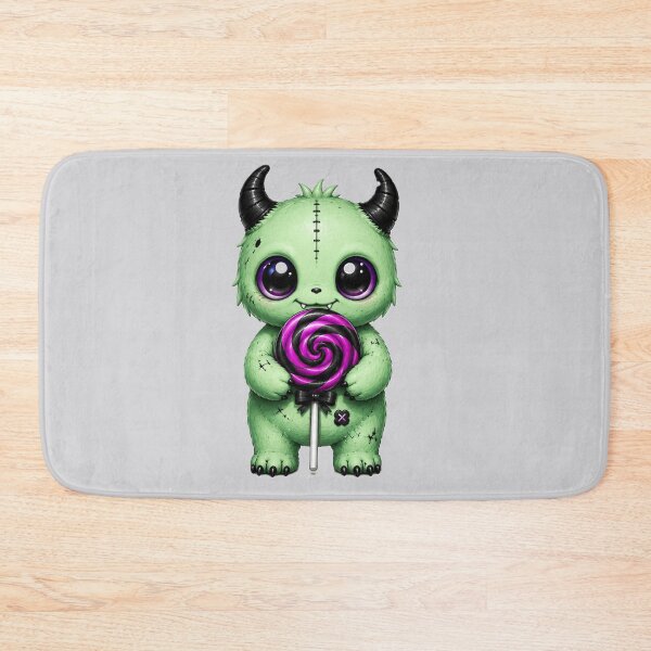 Item preview, Cute Green Monster Holding a Purple Lollipop designed and sold by House of Rein.