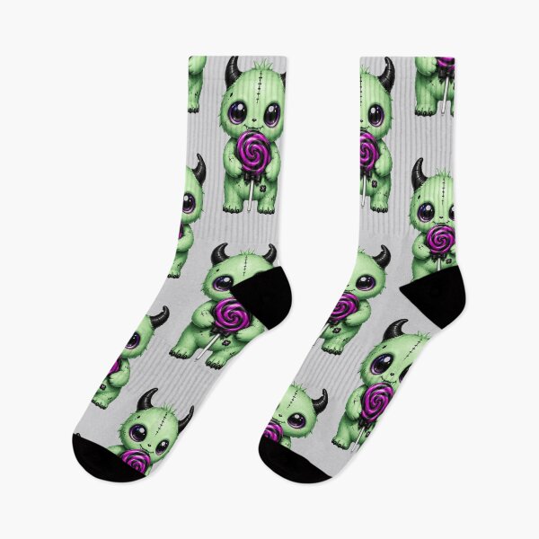 Item preview, Cute Green Monster Holding a Purple Lollipop designed and sold by House of Rein.