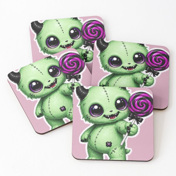 Item preview, Cute Green Stitched Monster with Purple Lollipop designed and sold by House of Rein.