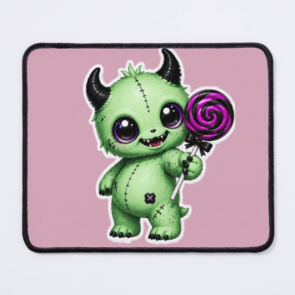 Item preview, Cute Green Stitched Monster with Purple Lollipop designed and sold by House of Rein.