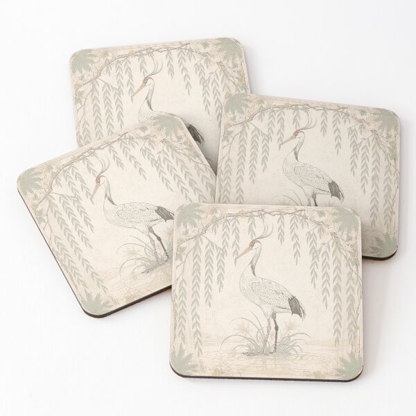 Item preview, Ink Crane and Willow Art Nouveau Print designed and sold by PictorialWhimsy.