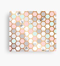 Luxurious Marbled Golden Honeycomb Pattern Canvas Print