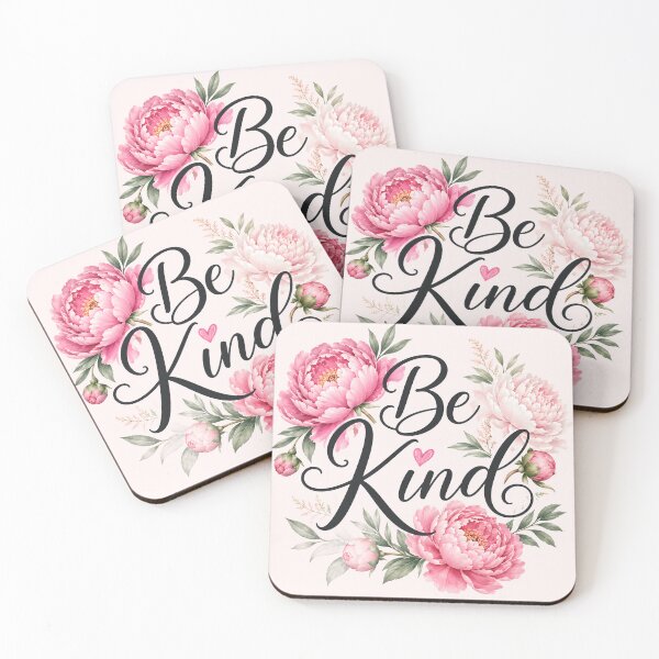 Item preview, Be Kind – Elegant Peony Floral Typography designed and sold by Stubblejumper Artworks.