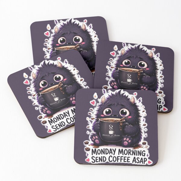 Item preview, Monday Morning Send Coffee ASAP Cute Monster designed and sold by House of Rein.
