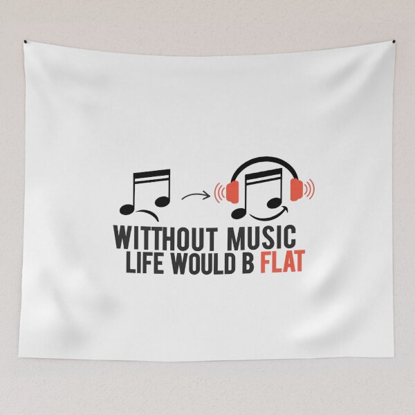 Item preview, Without Music Life Would B Flat – Funny Music Pun Design designed and sold by Midnight Veil Designs.