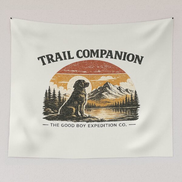 Item preview, Vintage Trail Companion Retro Dog Sunset designed and sold by EvergreenThread.