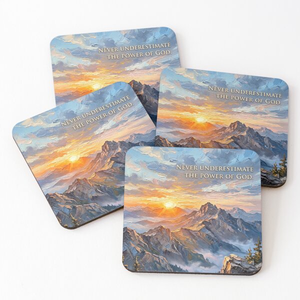 Item preview, Never Underestimate the Power of God – Impasto Sunrise Mountain Landscape designed and sold by The Digital Compass.