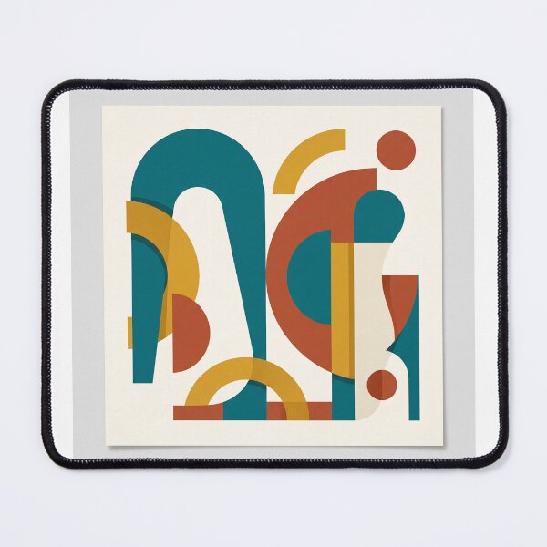 Item preview, Mid-Century Modern Abstract Geometric Shapes - Teal & Terracotta designed and sold by OddlySticky.