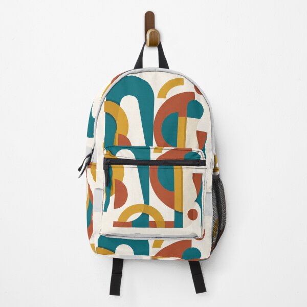 Item preview, Mid-Century Modern Abstract Geometric Shapes - Teal & Terracotta designed and sold by OddlySticky.