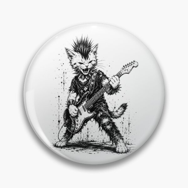Item preview, Punk Rock Cat Playing Electric Guitar Heavy Metal Guitarist Kitty designed and sold by Kladhadredo.