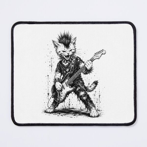 Item preview, Punk Rock Cat Playing Electric Guitar Heavy Metal Guitarist Kitty designed and sold by Kladhadredo.