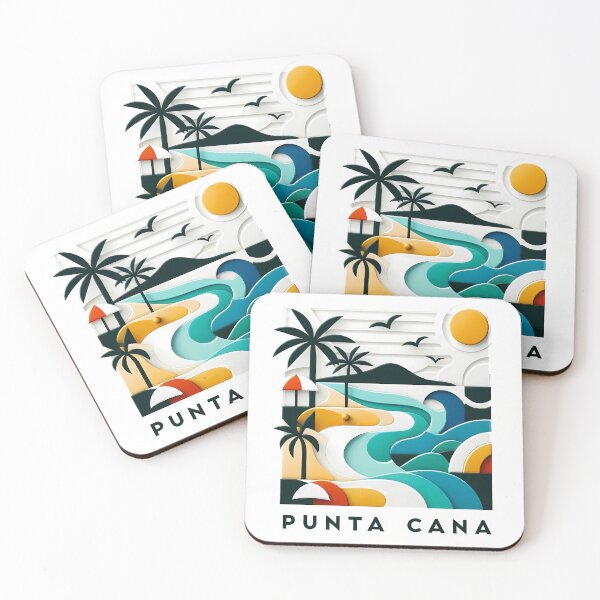 Item preview, Punta Cana Dominican Republic Travel Poster - Abstract Tropical Beach Art designed and sold by OzzFrequency.