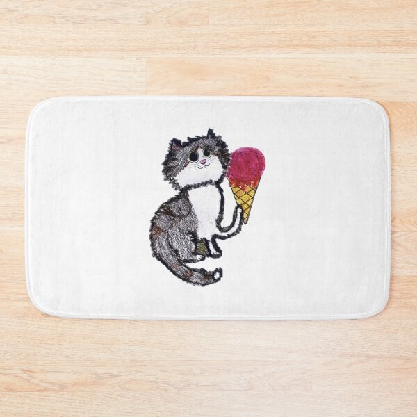 Item preview, Cute Fluffy Cat Holding Giant Pink Ice Cream Cone designed and sold by MagicYana.