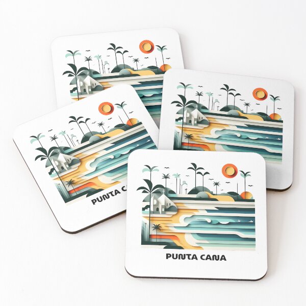 Item preview, Punta Cana Dominican Republic Travel Poster - Abstract Tropical Beach Art designed and sold by OzzFrequency.