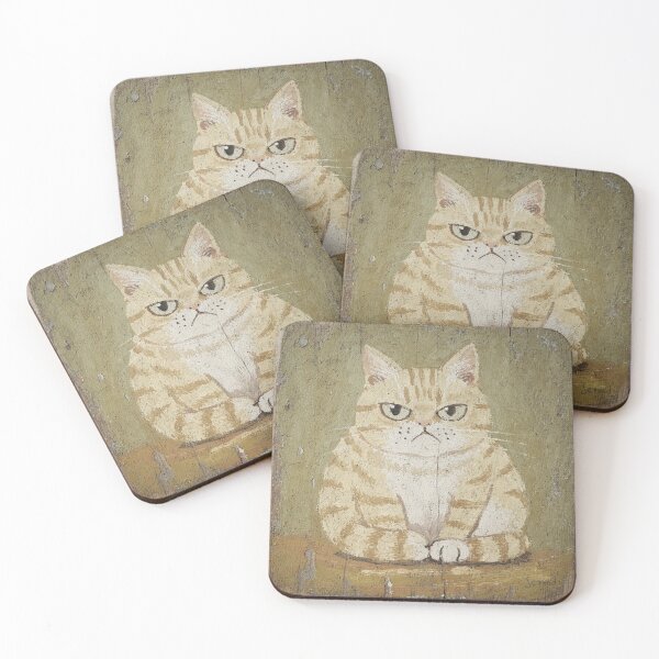 Item preview, Grumpy Cream Tabby Loaf Folk Painting designed and sold by PictorialWhimsy.