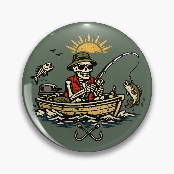 Item preview, Skeleton Fisherman Funny Vintage Tattoo Style Fishing Humor Outdoor designed and sold by Artycom.