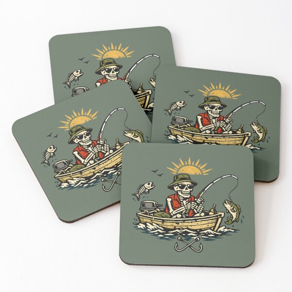 Item preview, Skeleton Fisherman Funny Vintage Tattoo Style Fishing Humor Outdoor designed and sold by Artycom.