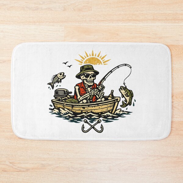 Item preview, Skeleton Fisherman Funny Vintage Tattoo Style Fishing Humor Outdoor designed and sold by Artycom.