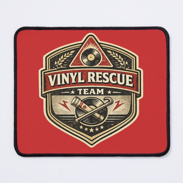 Item preview, Vinyl Rescue Team – Vintage Retro Record Collector Badge designed and sold by Golden Era Studio.
