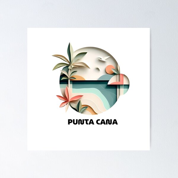 Item preview, Punta Cana Dominican Republic Travel Poster - Abstract Tropical Beach Art designed and sold by OzzFrequency.