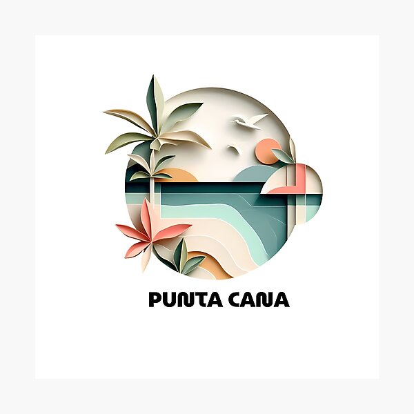 Item preview, Punta Cana Dominican Republic Travel Poster - Abstract Tropical Beach Art designed and sold by OzzFrequency.