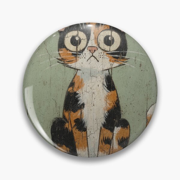 Item preview, Startled Calico Cat Folk Portrait designed and sold by PictorialWhimsy.