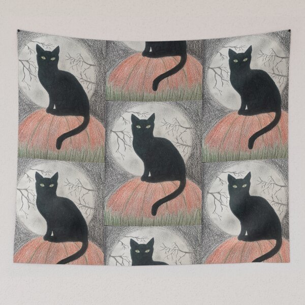 Item preview, Black Cat Sitting on Pumpkin designed and sold by mimis-xo.