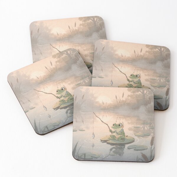 Item preview, Little Frog Fisherman on a Lily Pad designed and sold by PictorialWhimsy.