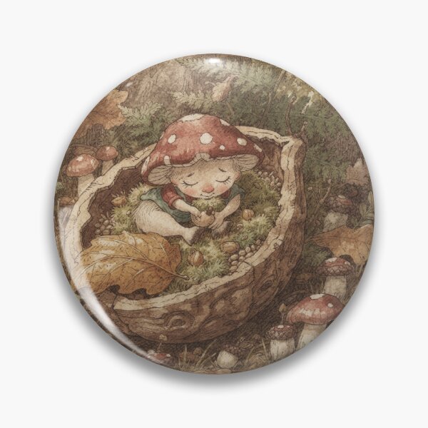 Item preview, Mushroom Sprite Napping in a Walnut Shell designed and sold by PictorialWhimsy.