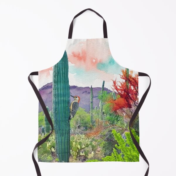 Item preview, Vibrant Desert Watercolor Landscape with Woodpecker and Saguaro Cactus designed and sold by BLUESKY11a.