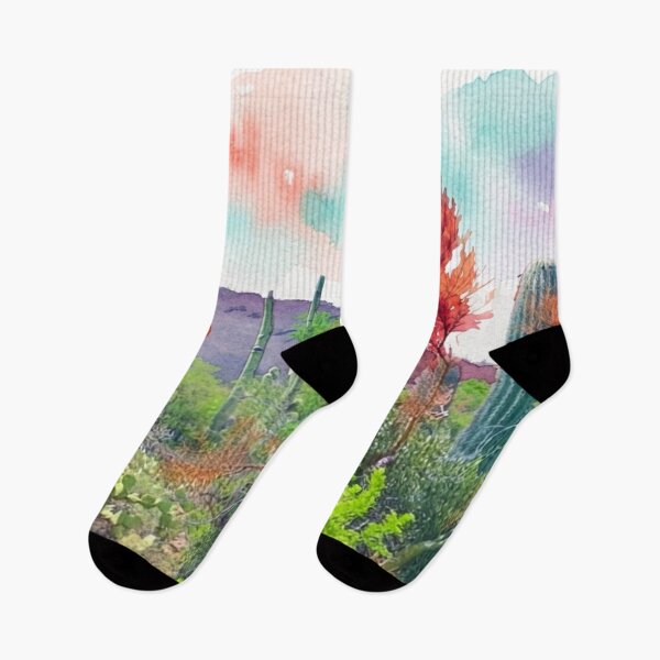 Item preview, Vibrant Desert Watercolor Landscape with Woodpecker and Saguaro Cactus designed and sold by BLUESKY11a.