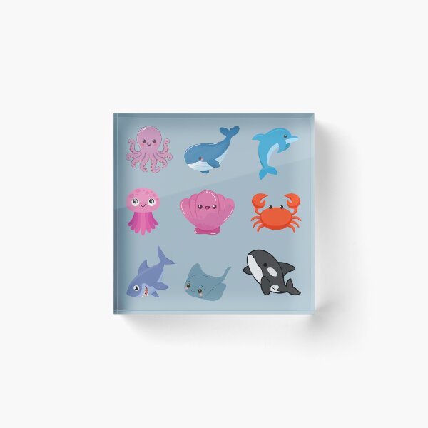 Item preview, Cute Kawaii Sea Animals Cartoon Chibi Ocean Character Collection Sea Creature Ocean Aesthetic designed and sold by Art IN Pack.
