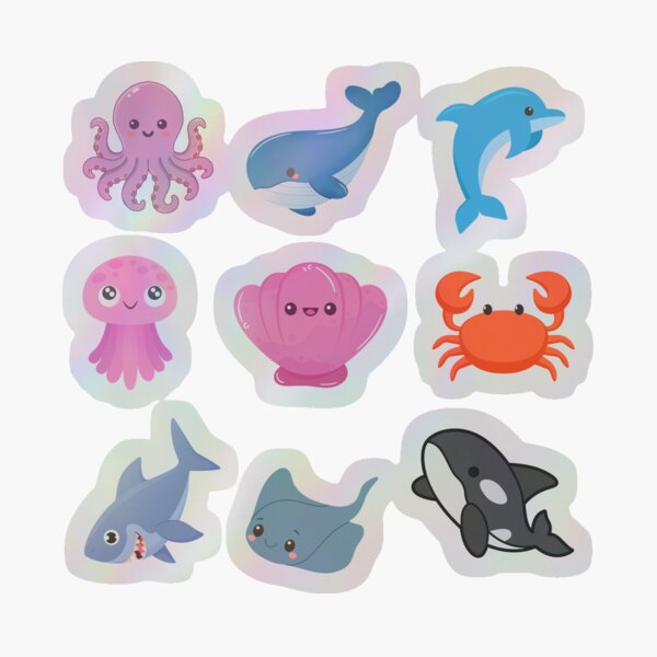 Item preview, Cute Kawaii Sea Animals Cartoon Chibi Ocean Character Collection Sea Creature Ocean Aesthetic designed and sold by Art IN Pack.