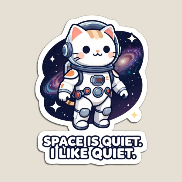 Item preview, El espacio es silencioso, me gusta el silencio – Divertido gato astronauta designed and sold by GoldenPaw Society.